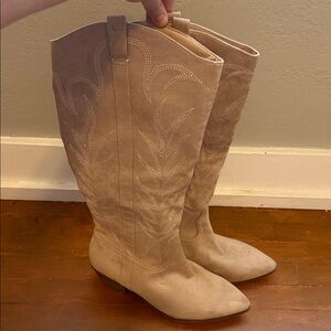 Target Beige Embroidered Heeled Boots